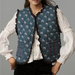Anthropologie - Ophelia & Indigo Reversible Quilted Floral Vest * brand new!
